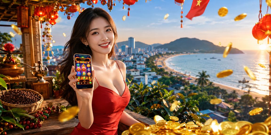 Người chơi Côn Đảo truy cập game và phân tích kèo trên điện thoại khi uống cà phê
